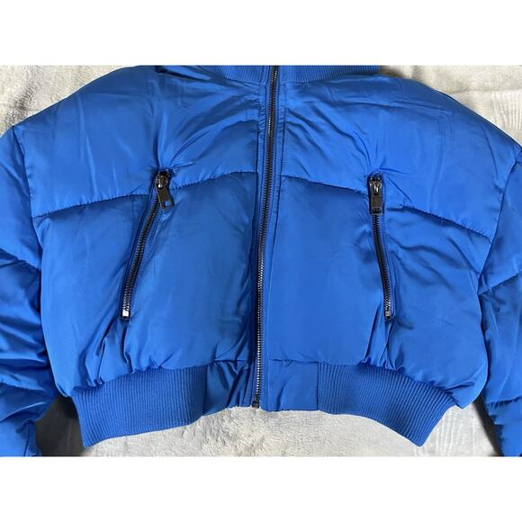 Urban Outfitters Size M Blue Cropped Chubby Puffer Jacket Y2K Hip Hop Cozy Cute - Picture 6 of 14